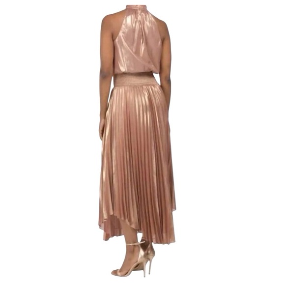 Ramy Brook - Olana Pleated Metallic Midi Dress Size 4 - Picture 2 of 10